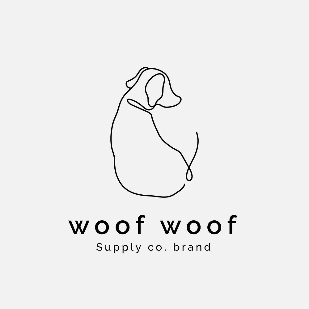 Minimal dog logo template, editable line art design vector