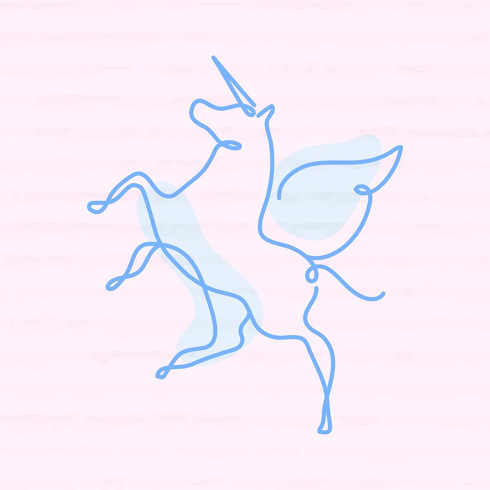Unicorn colorful line art illustration vector