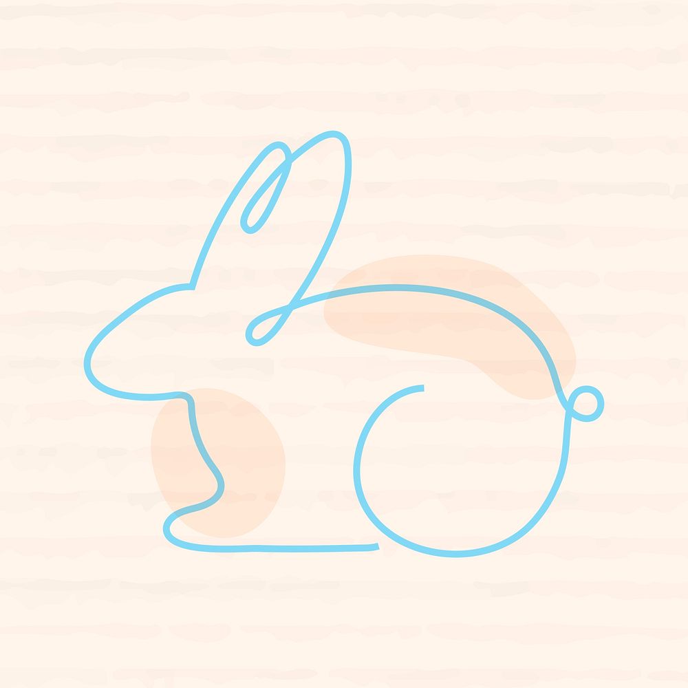 Bunny orange colorful line art animal illustration vector