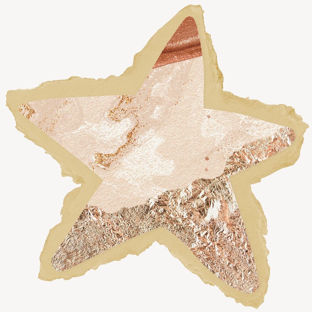 Aesthetic star, ripped paper collage element