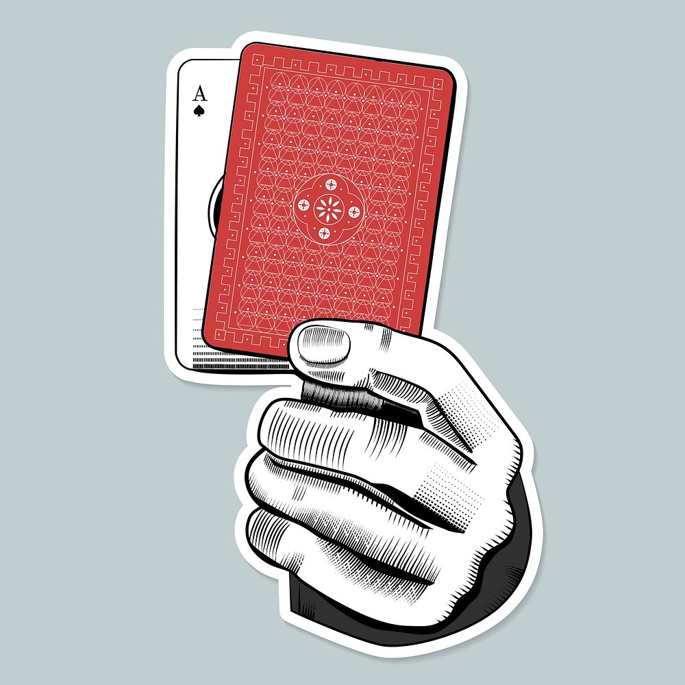 Hand vector with spade ace poker card