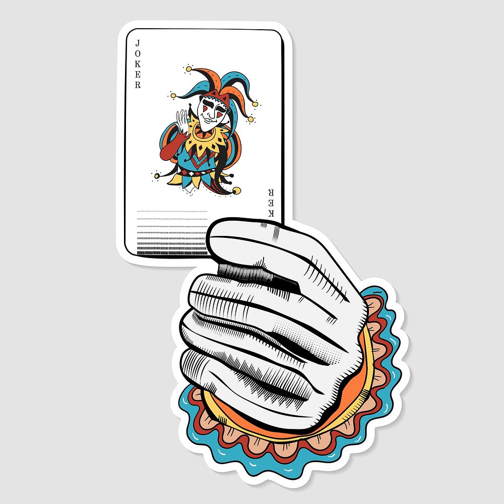 Joker card holding hand vector illustration