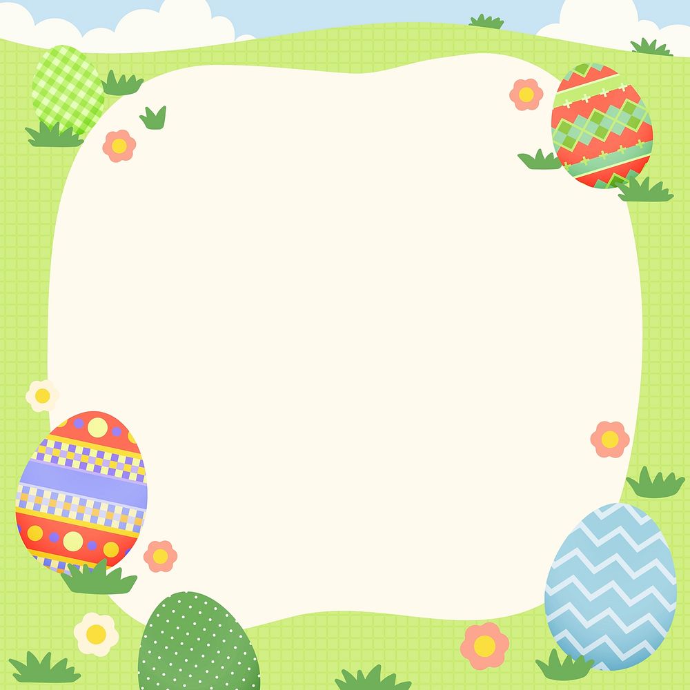 Easter celebration frame background, patterned eggs vector