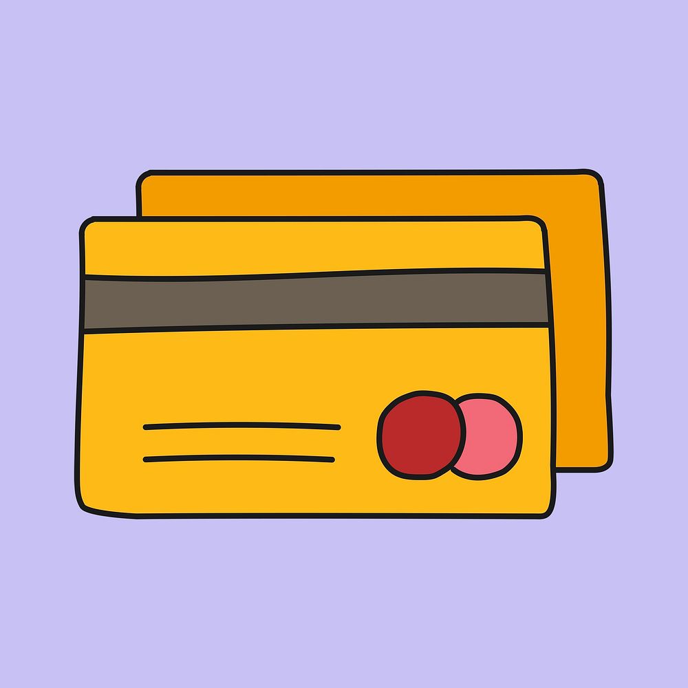 Credit card sticker, finance creative doodle psd