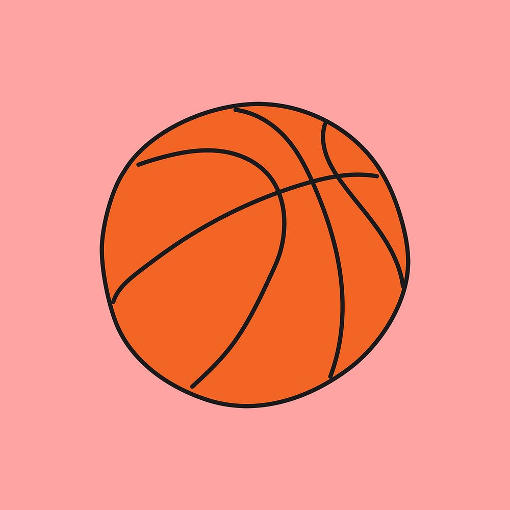 Basketball sticker, sport creative doodle psd