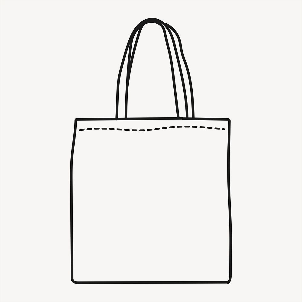 Canvas tote bag sticker, eco-friendly product doodle line art psd