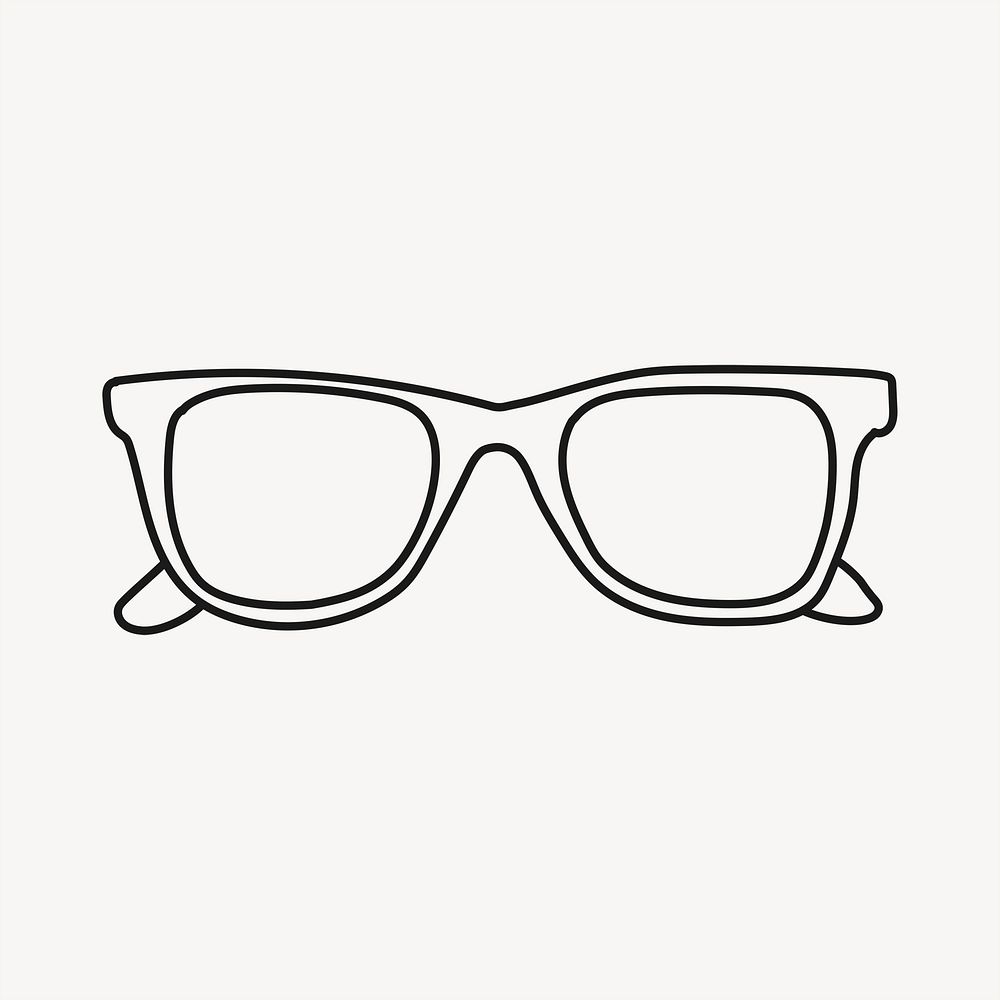 Eye-glasses sticker, accessory doodle line art psd