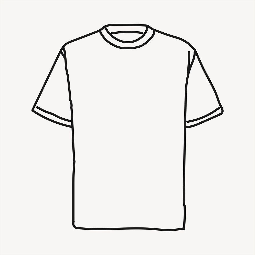 White t-shirt sticker, casual fashion doodle line art psd
