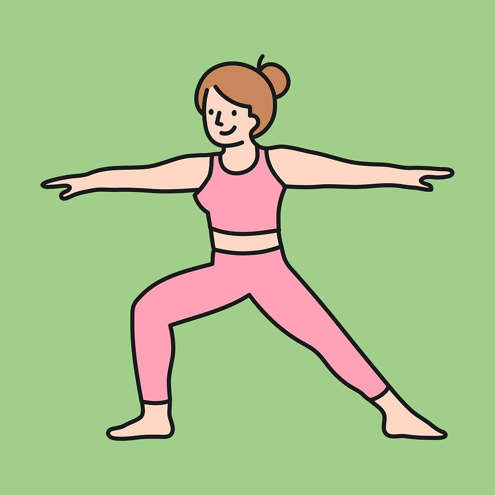 Yoga girl sticker, healthy lifestyle creative cartoon doodle psd