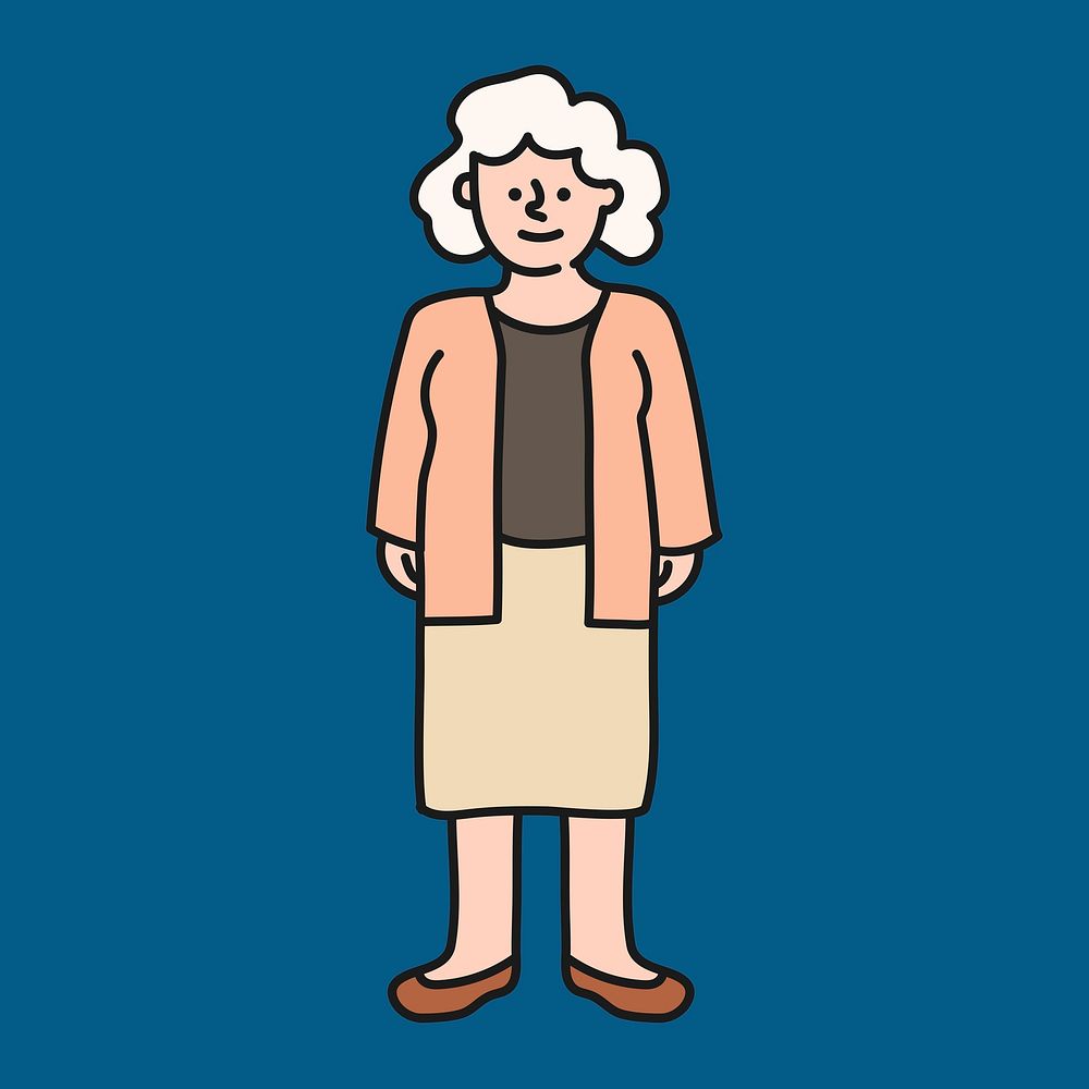 Senior woman clipart, grandmother illustration psd