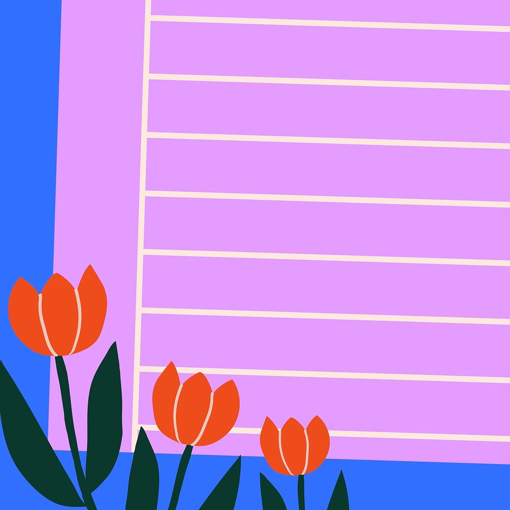 Spring background, tulip flower border frame vector