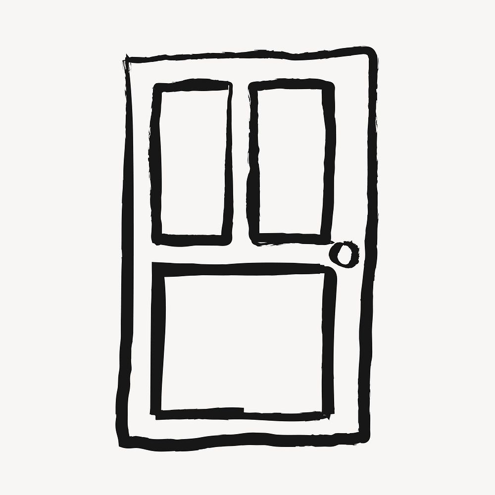 Door, home interior doodle in black
