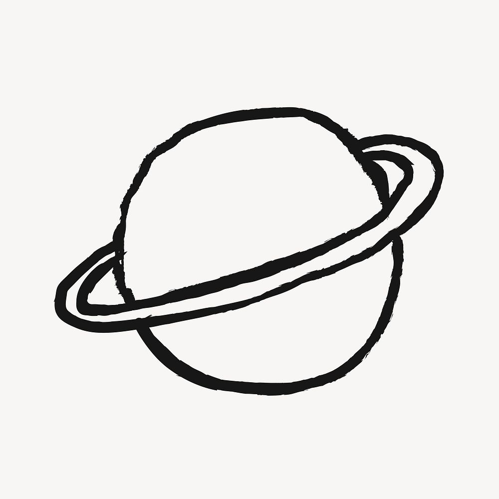 Planet Saturn, galaxy doodle black | Free Photo Illustration - rawpixel