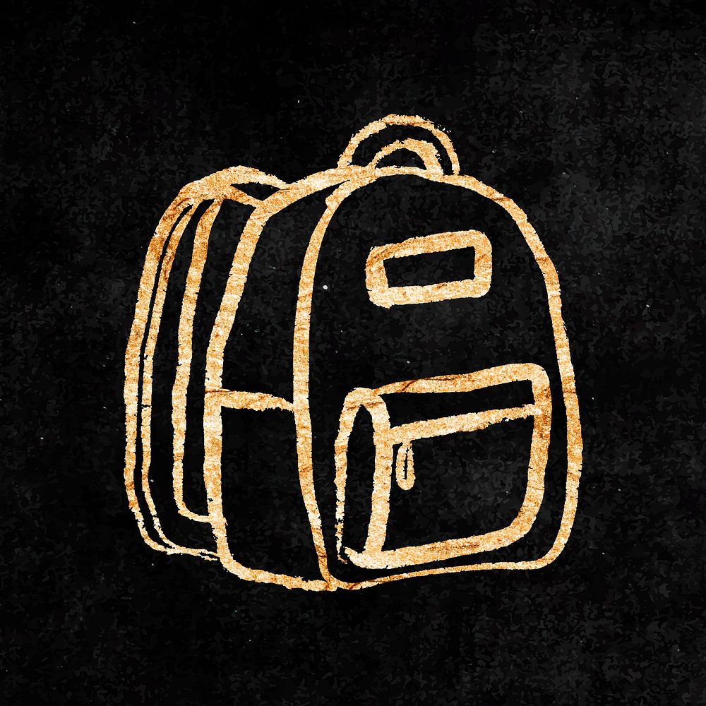 Backpack sticker, gold aesthetic doodle vector