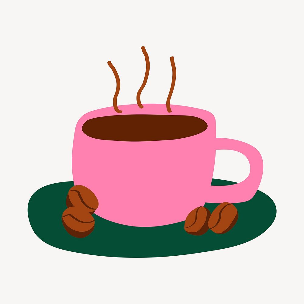 Coffee cup sticker, cute doodle in colorful design psd