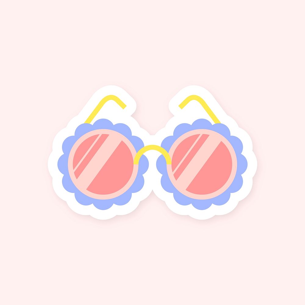 Colorful flower sunglasses sticker vector