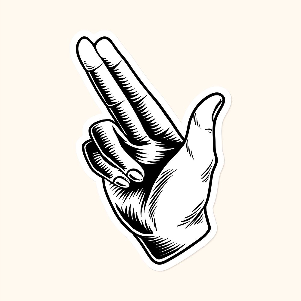 Hand drawn finger gun symbol sticker vector