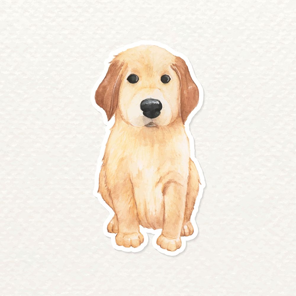 Hand drawn golden retriever dog sticker vector
