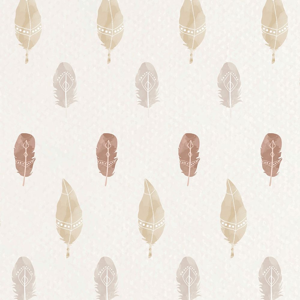 Seamless Boho background feather pattern vector