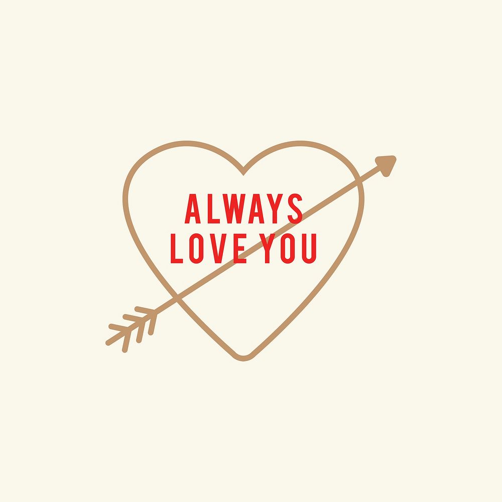 Always love you psd Valentine&rsquo;s day greeting sticker