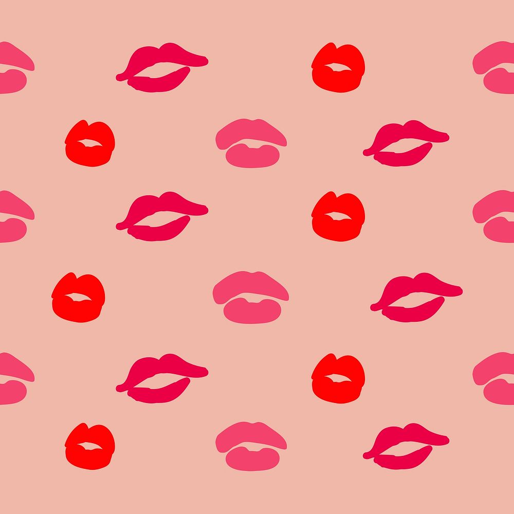 Valentine&rsquo;s day lipstick pattern psd on pink background