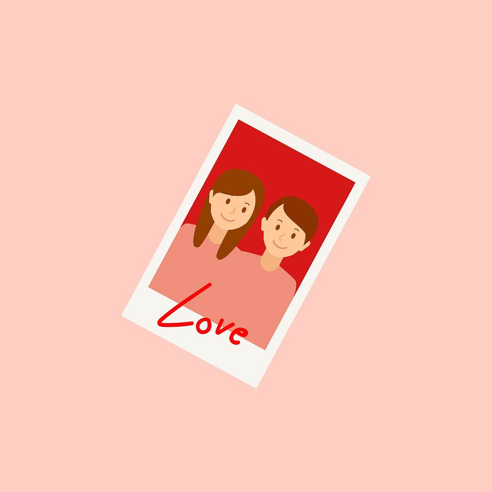 Valentine&rsquo;s day couple psd on instant photo film