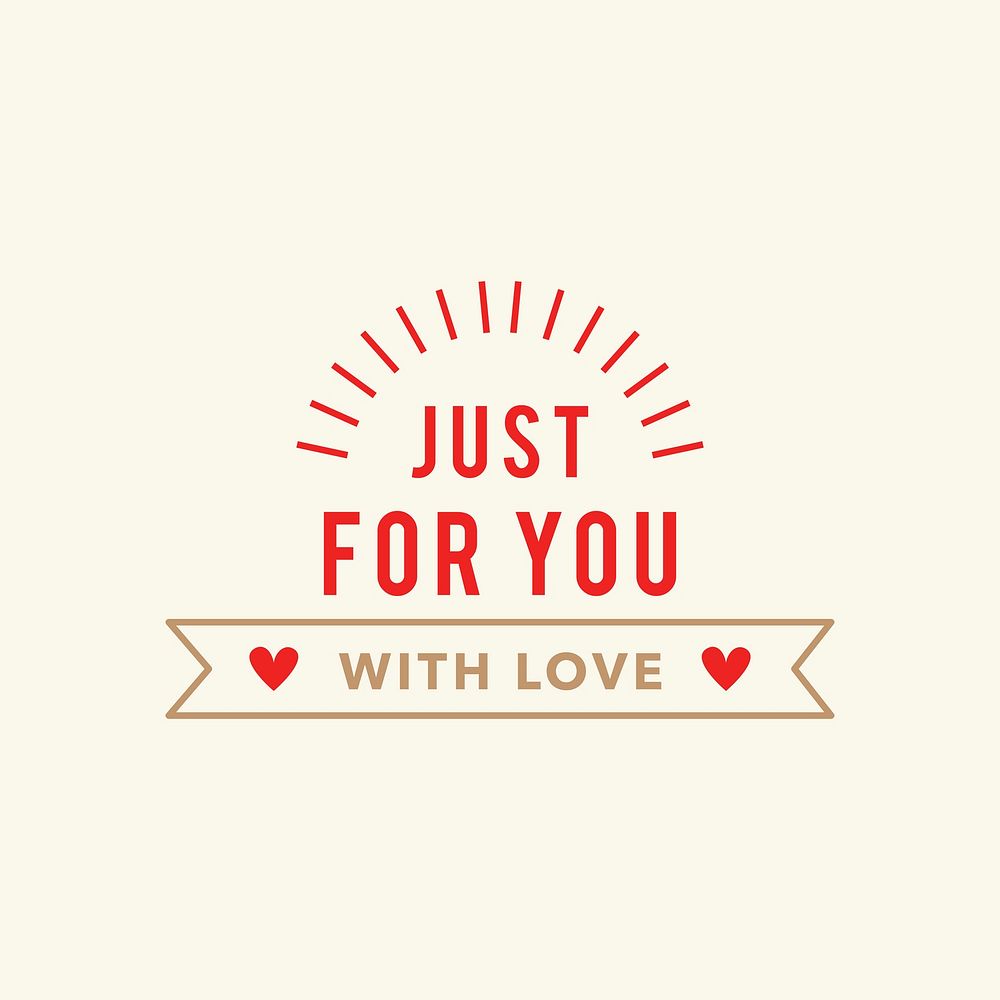 Just for you psd Valentine&rsquo;s day greeting sticker