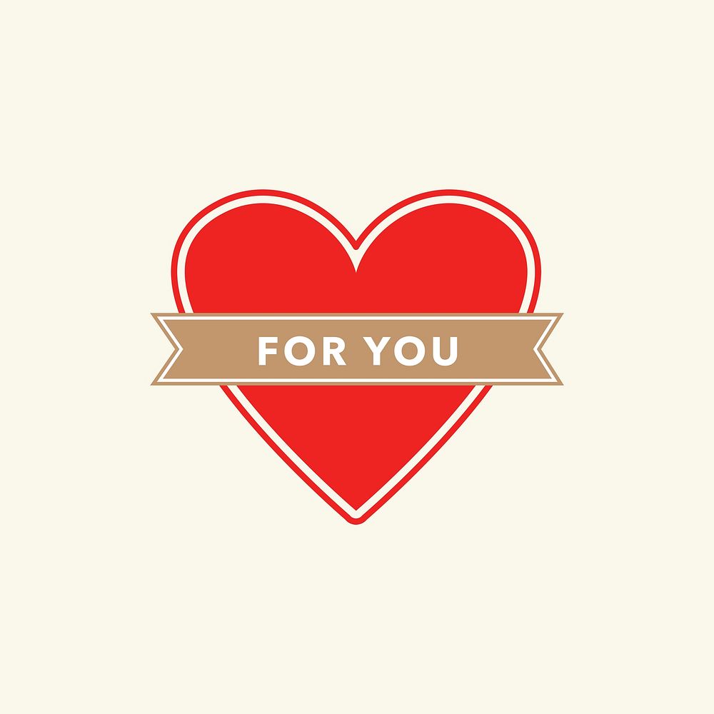 For You psd Valentine&rsquo;s day greeting sticker