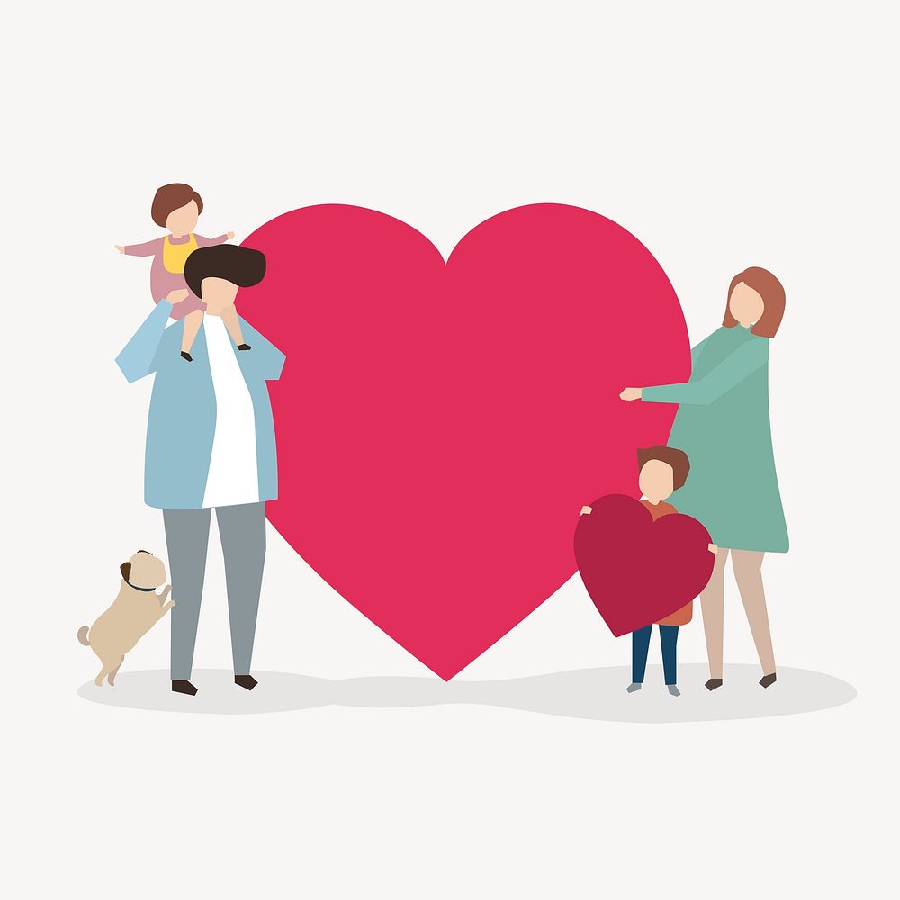 Heartwarming family illustration, pet
