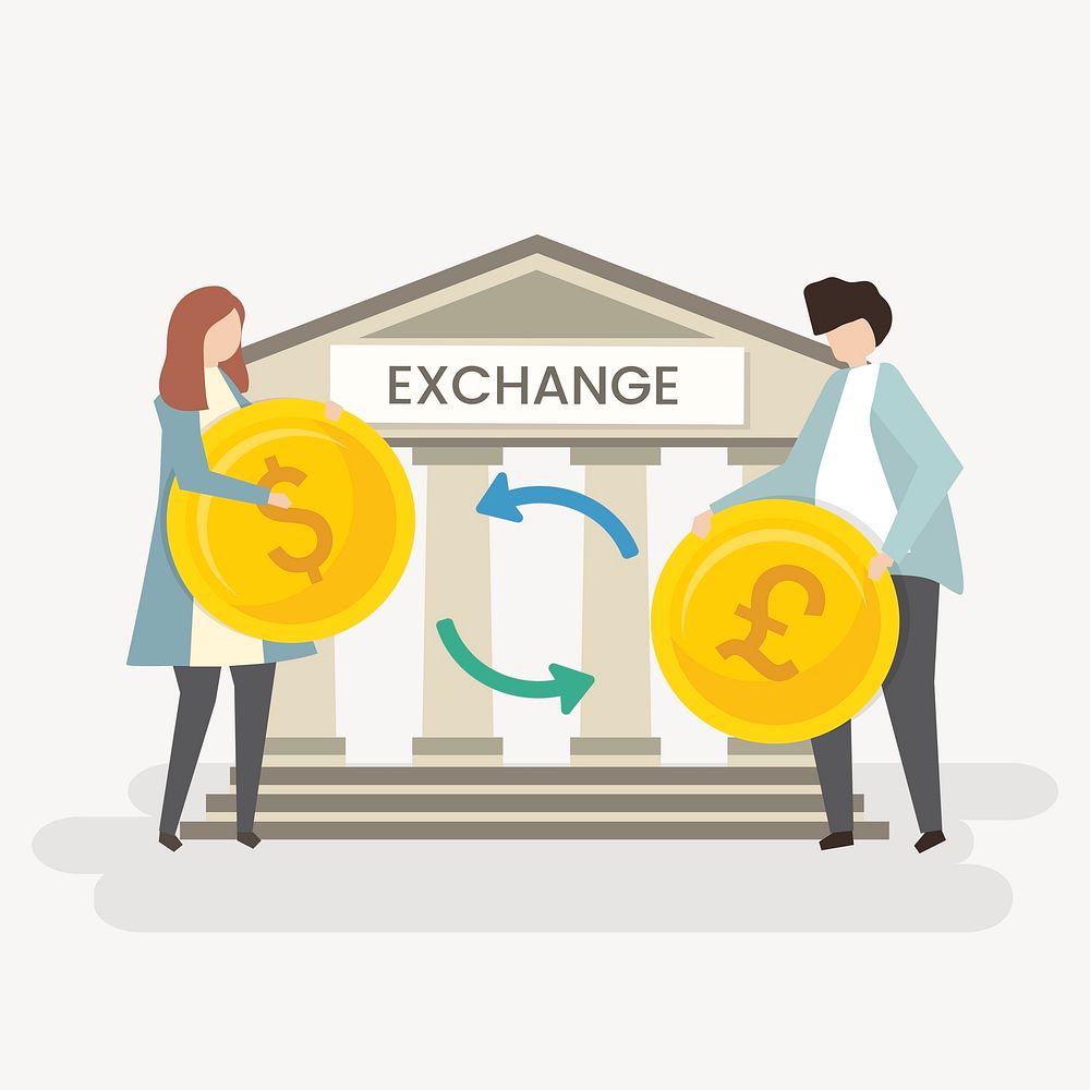 Investment collage element, currency exchange psd