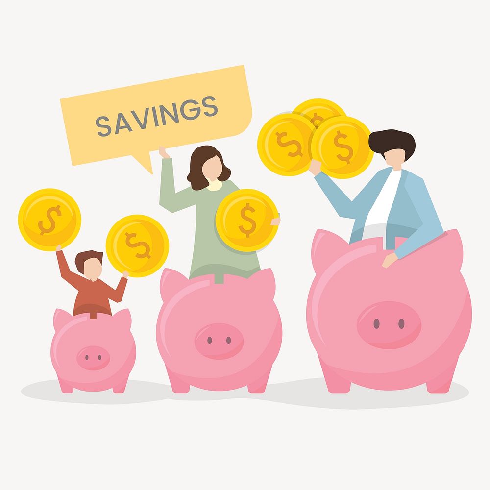 Investment collage element, savings psd