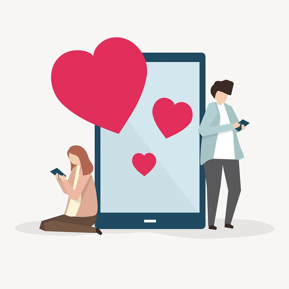 Online dating illustration, long distance relationship