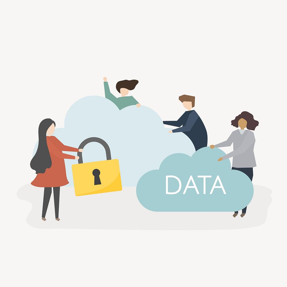 Data privacy illustration, cloud storage