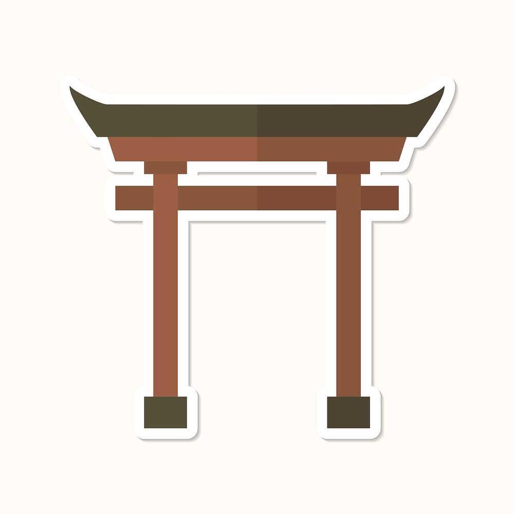 Japanese Torii gate sticker design element vector