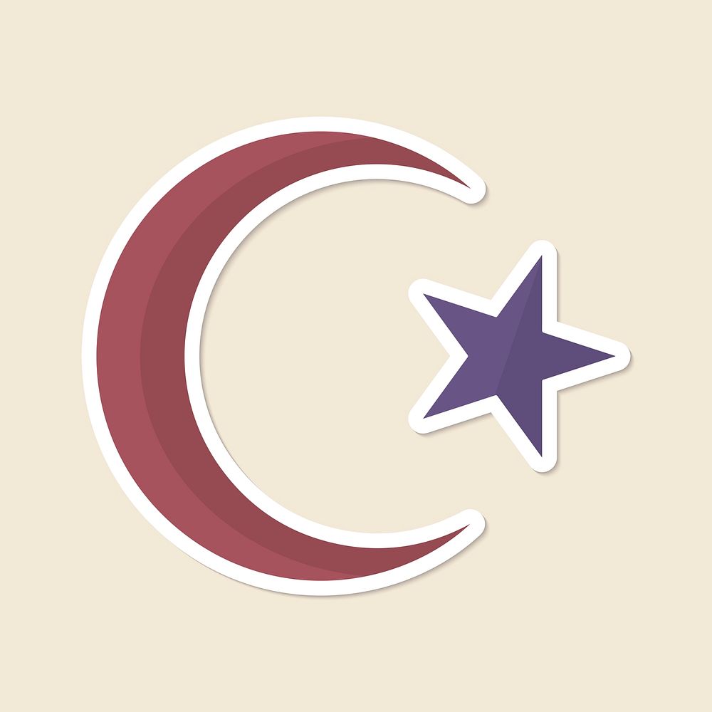 Islamic crescent moon and star symbol vector