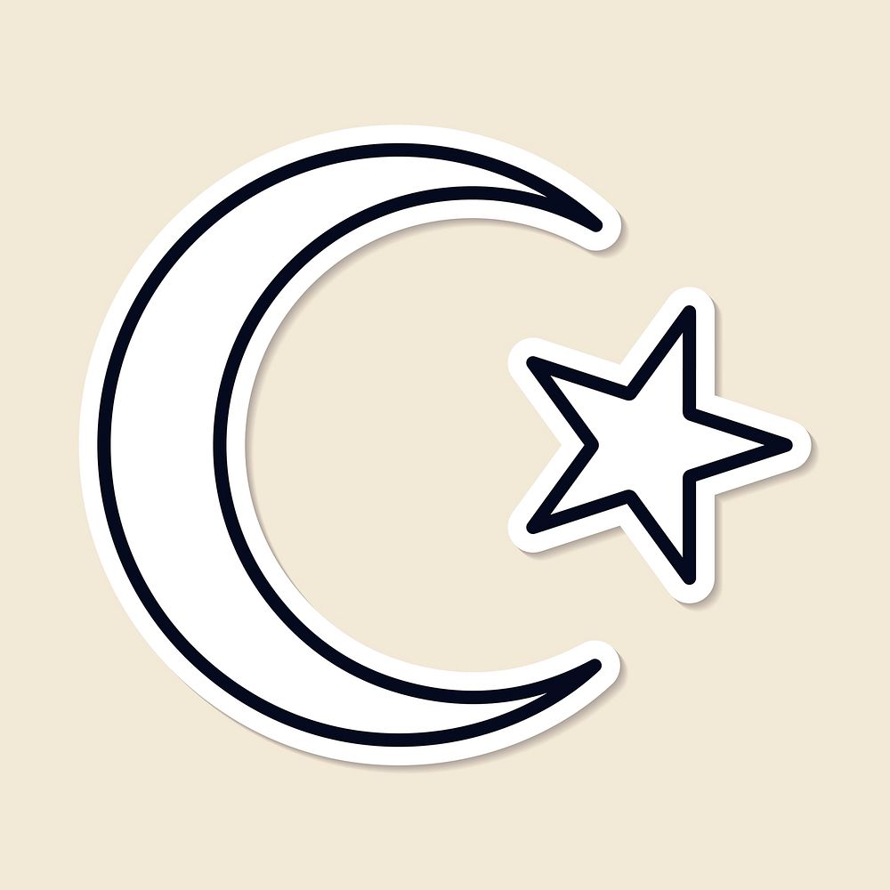 Islamic crescent moon and star symbol vector