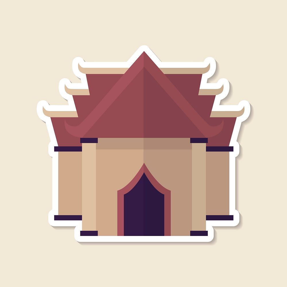 Buddhist temple sticker design element vector