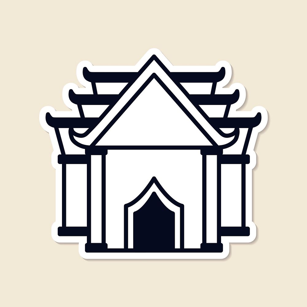 Buddhist temple sticker design element vector