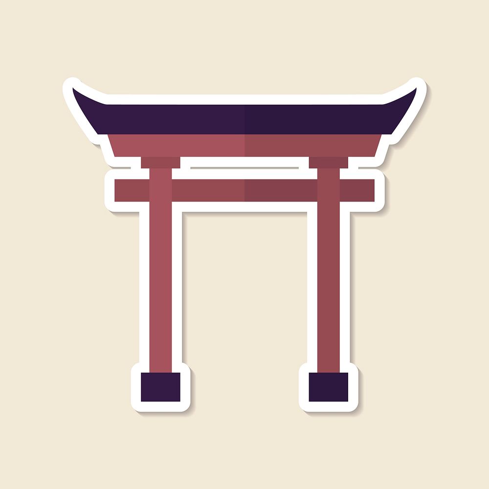 Japanese Torii gate sticker design element vector