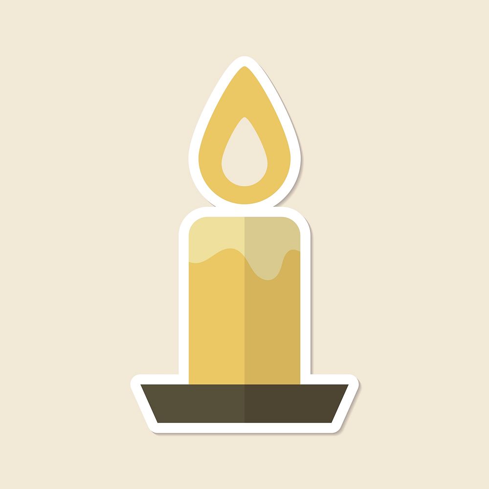 Burning candle sticker design element vector