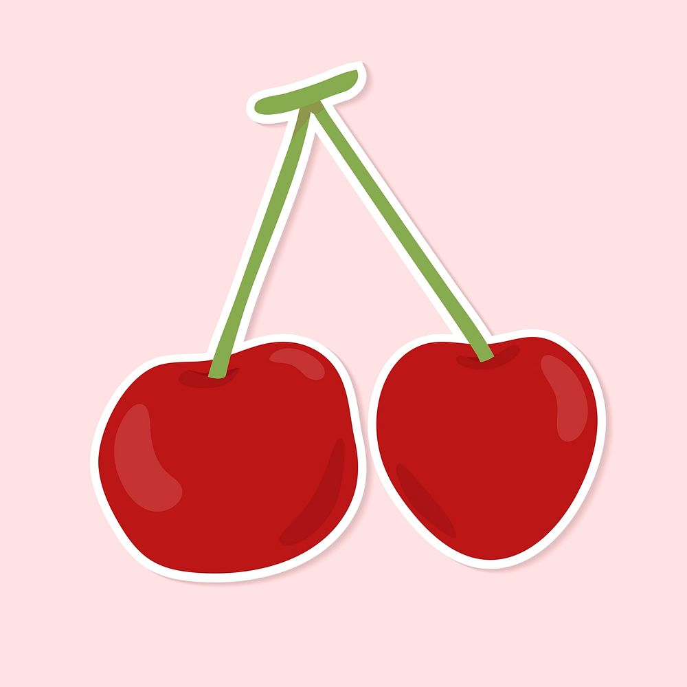 Vector pastel cherry fruit sticker cartoon clipart