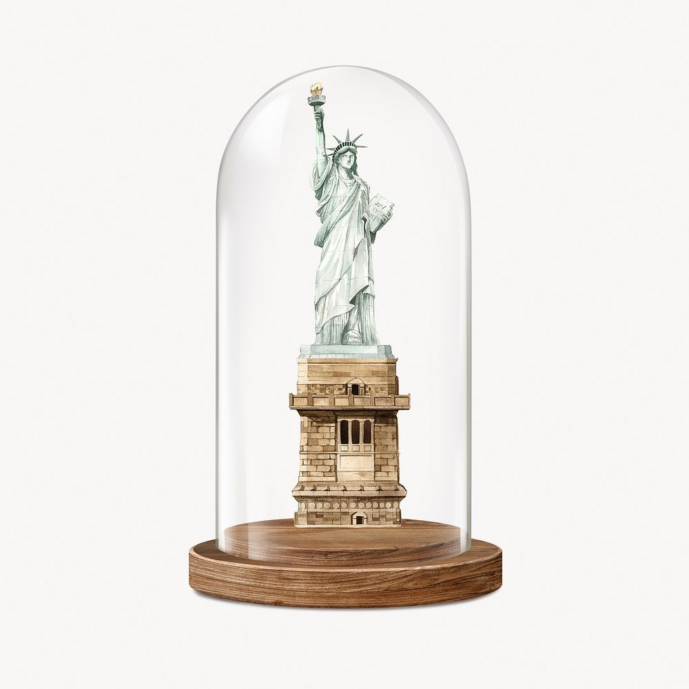 Statue of Liberty in glass dome, New York landmark concept art