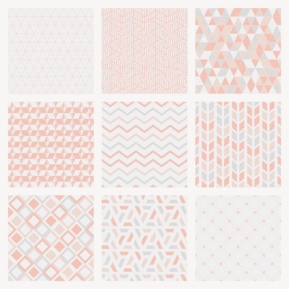 Geometric pink pattern background set psd