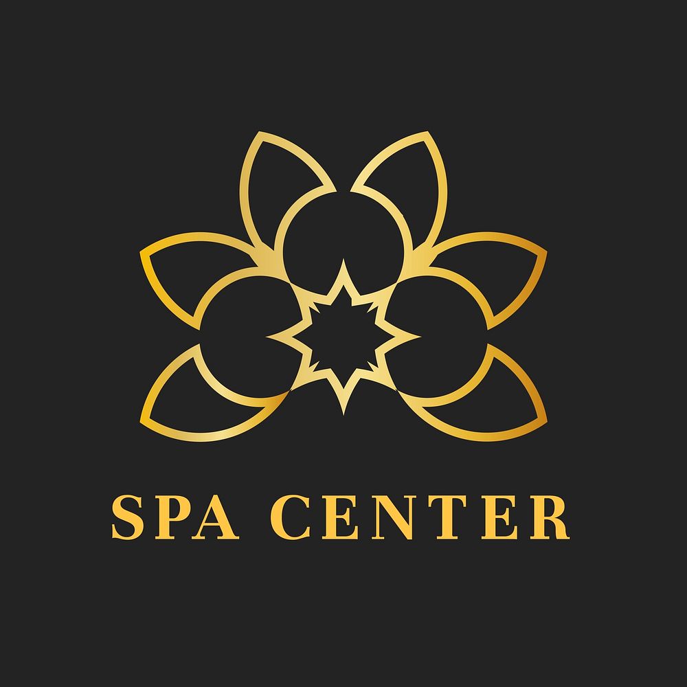Classy wellness spa logo, lotus flower creative vector