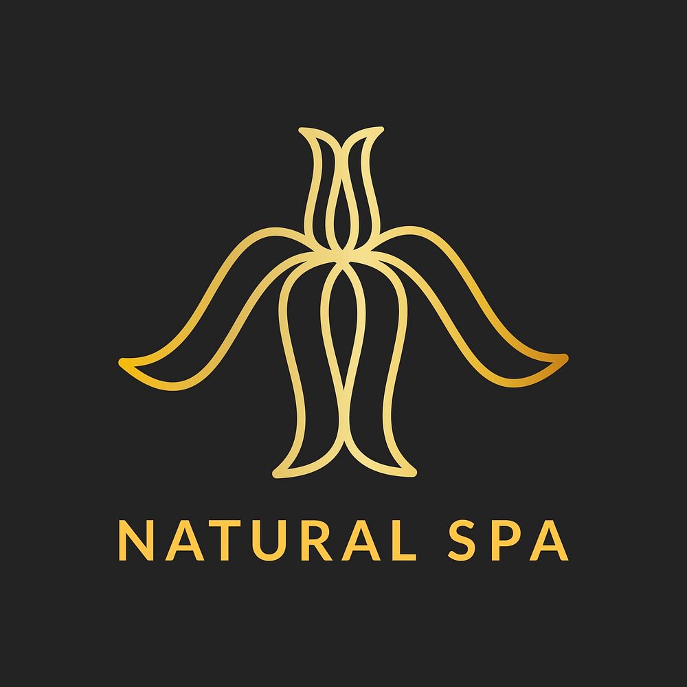Health spa gold logo template, modern creative design vector