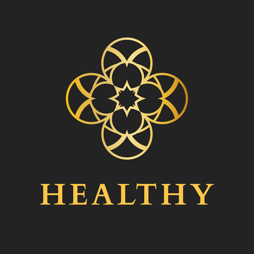 Wellness business logo template, gold flower professional design vector