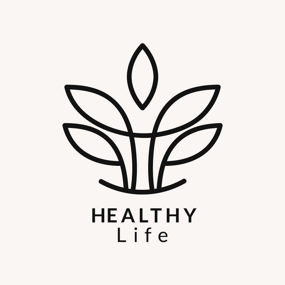 Wellness business logo template, leaf modern design vector