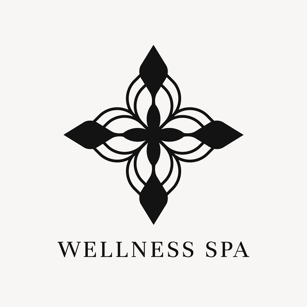 Wellness spa logo, flower modern design vector