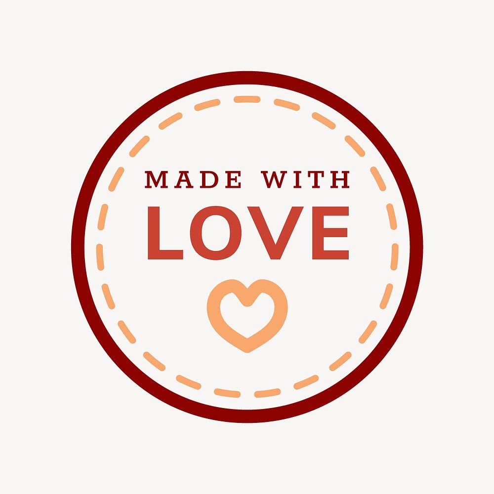 Made with love logo template, badge sticker design vector