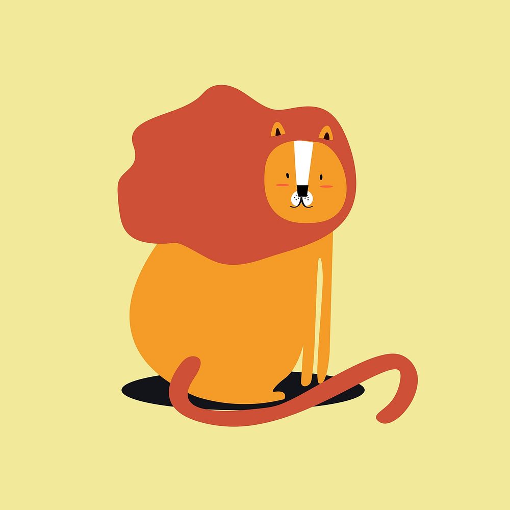 Lion animal psd cute wildlife cartoon sticker for kids